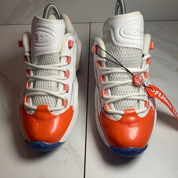 REebok Question Low Patent Orange GS FY2344 White Vivid Orange Size 5 - Picture 2 of 11